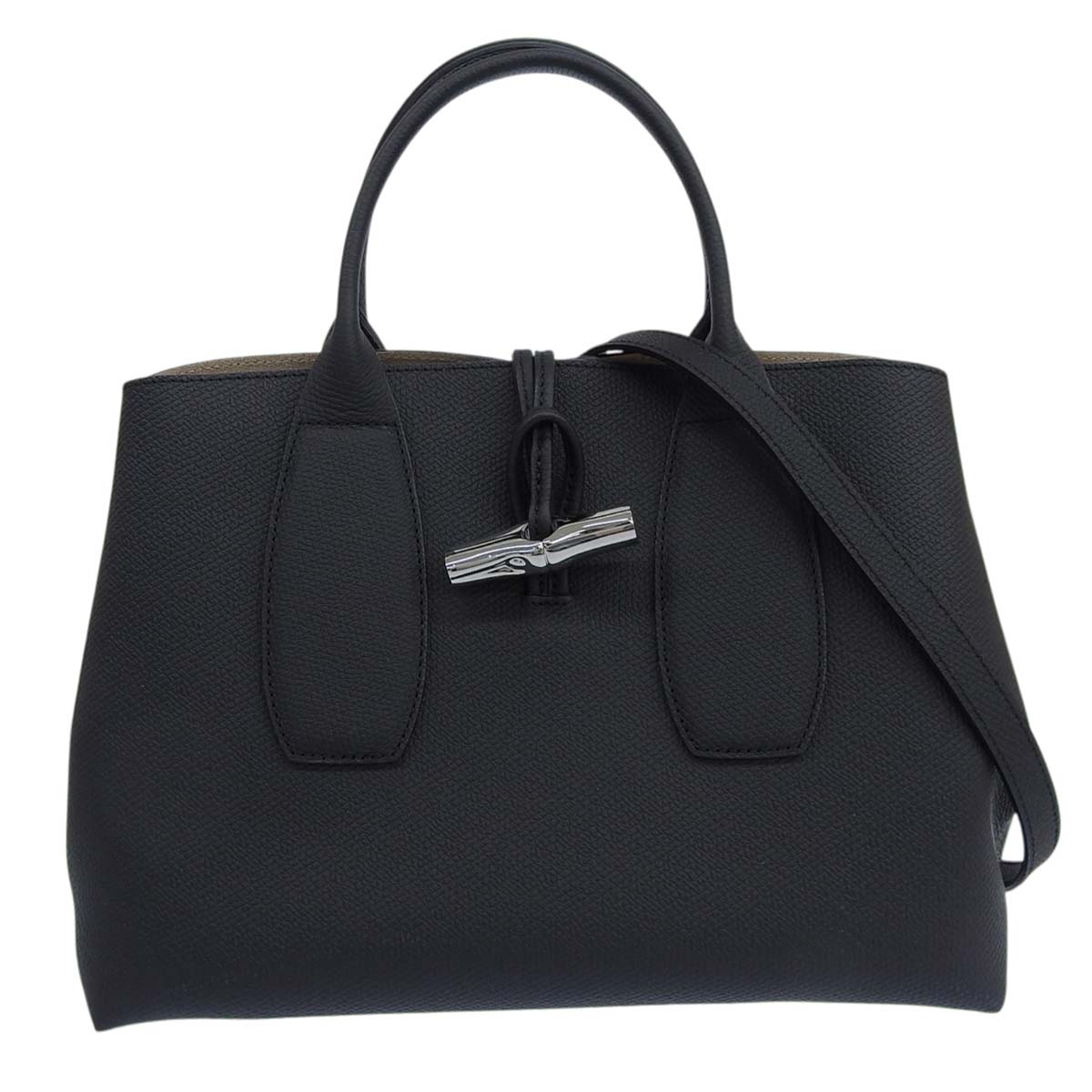 ロンシャン LONGCHAMP ロゾ 2WAYバッグ ハンドバッグ ショルダーバッグ 斜め掛け レザー ブラック レディース 4646