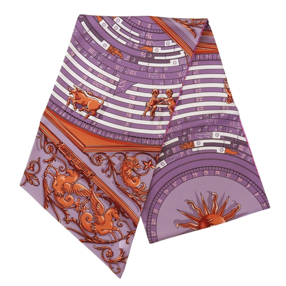 エルメス HERMES マキシツイリー DIES ET HORE 占星術 シルク パープル×ピンク レディース  4653