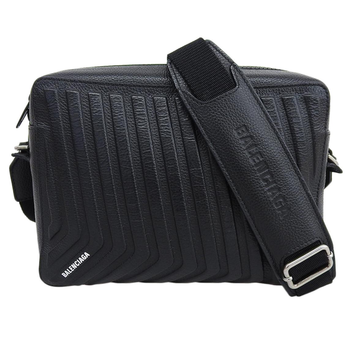 バレンシアガ BALENCIAGA カー カメラバッグ ショルダーバッグ 斜め掛け レザー ブラック メンズ  4657