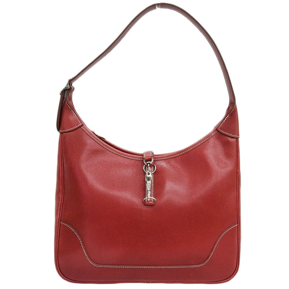 エルメス HERMES トリム31 ワンショルダー ショルダーバッグ リセ レッド シルバー金具 レディース □E刻印 2001年 4667