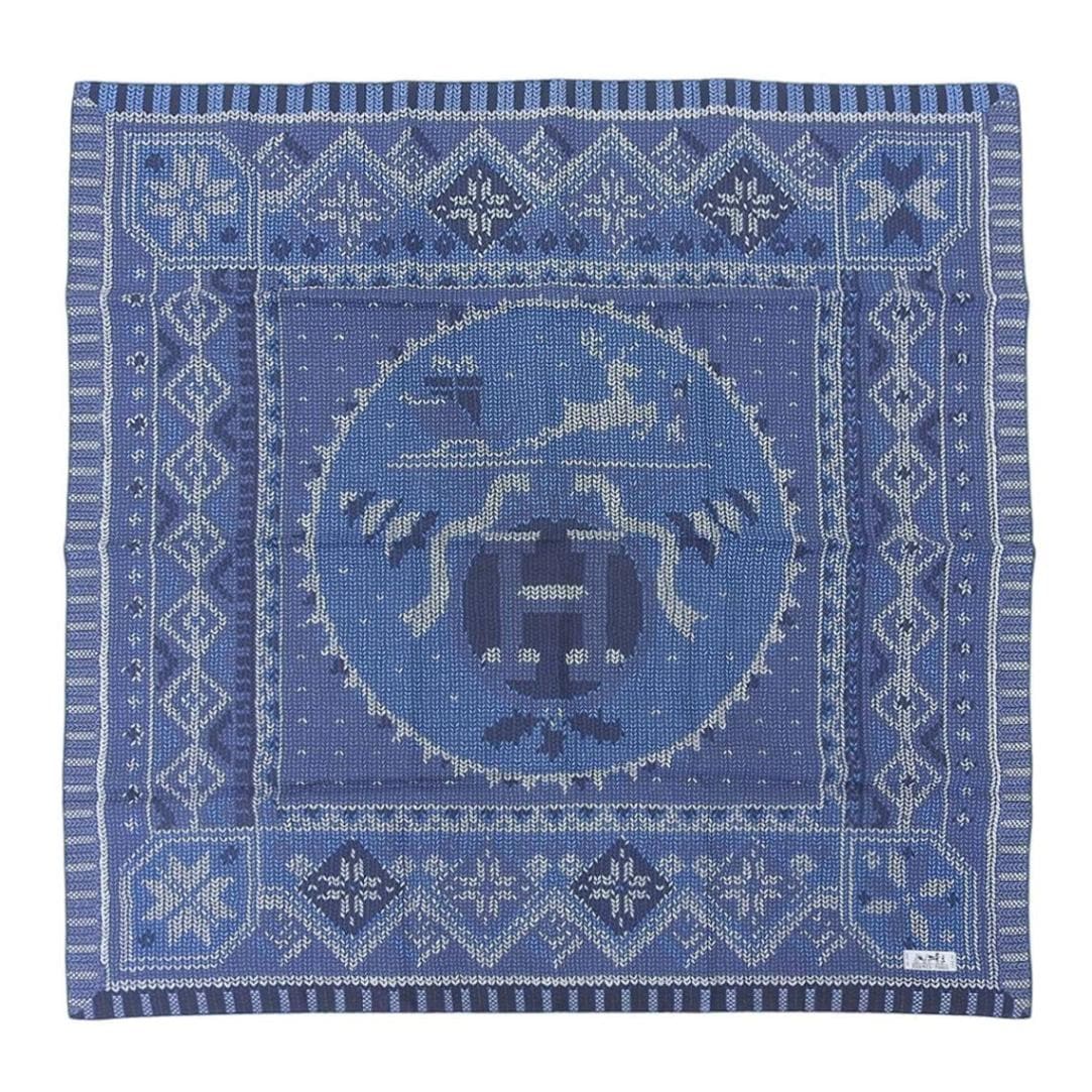 HERMES エルメス シルク カレ40 プチカレ スカーフ Hロゴ柄 ブルー系 HERMES エルメス シルク カレ40 プチカレ スカーフ Hロゴ柄