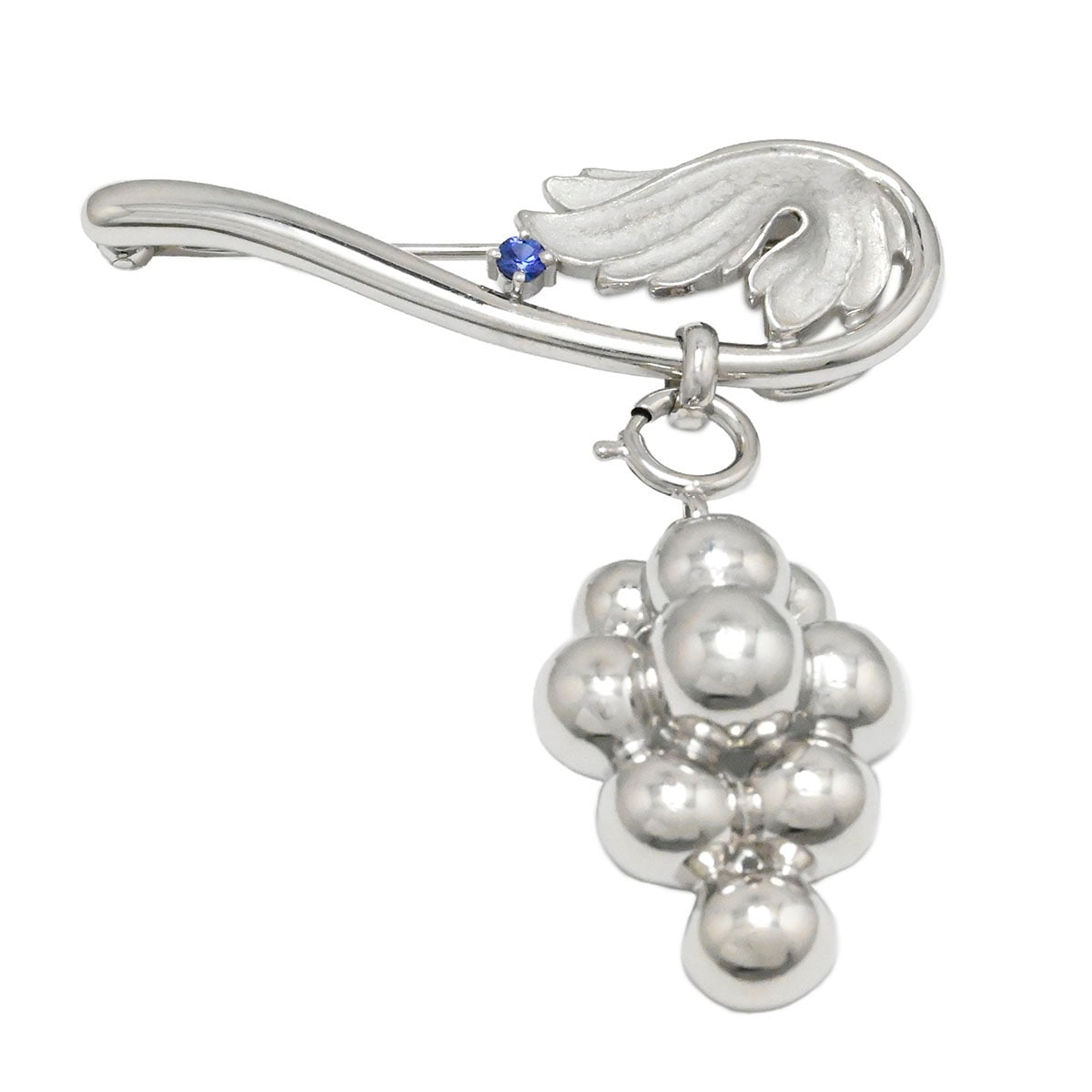 イシカワノブコ 石川暢子 Pt900 プラチナ サファイア ぶどう 葡萄 リーフ ブローチ ブローチ ペンダントトップ レディース メンズ  3866