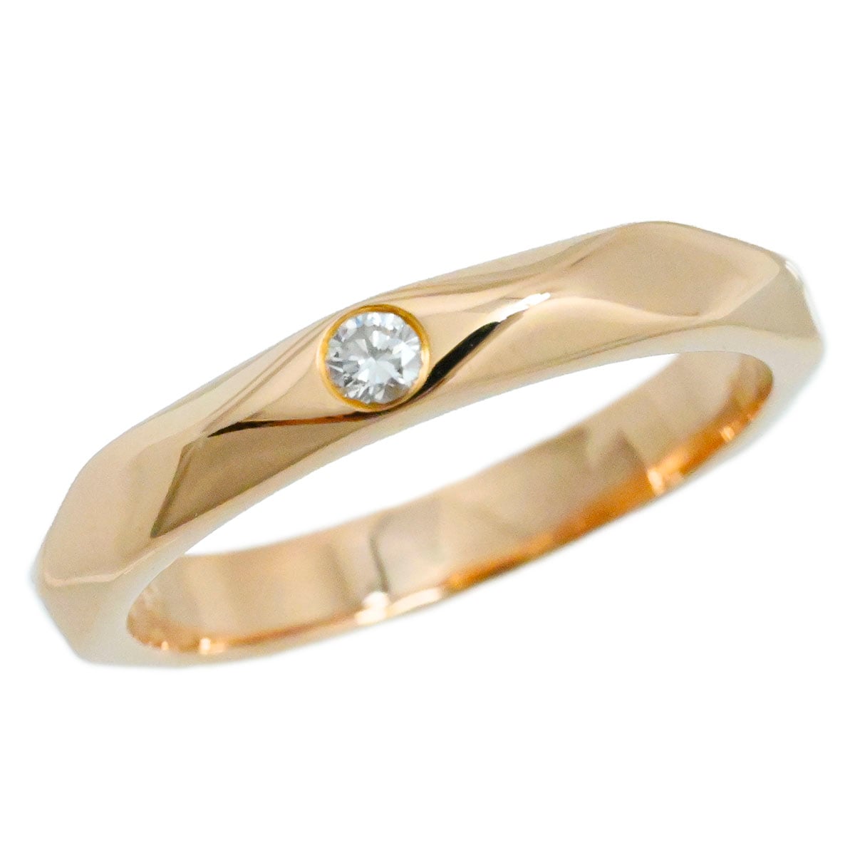 ブシュロン BOUCHERON 750PG K18PG ピンクゴールド ダイヤ1P ファセットバンドリング サイズ47 レディース  3890