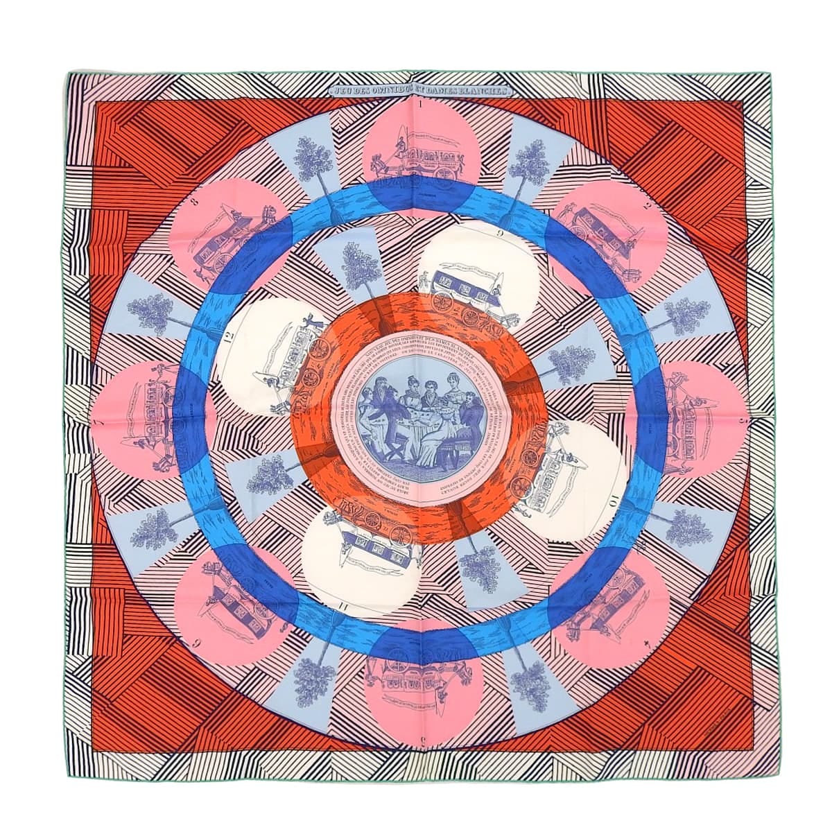 エルメス HERMES カレ90 オムニバスゲームと白い貴婦人 スカーフ シルク マルチカラー レディース 4680