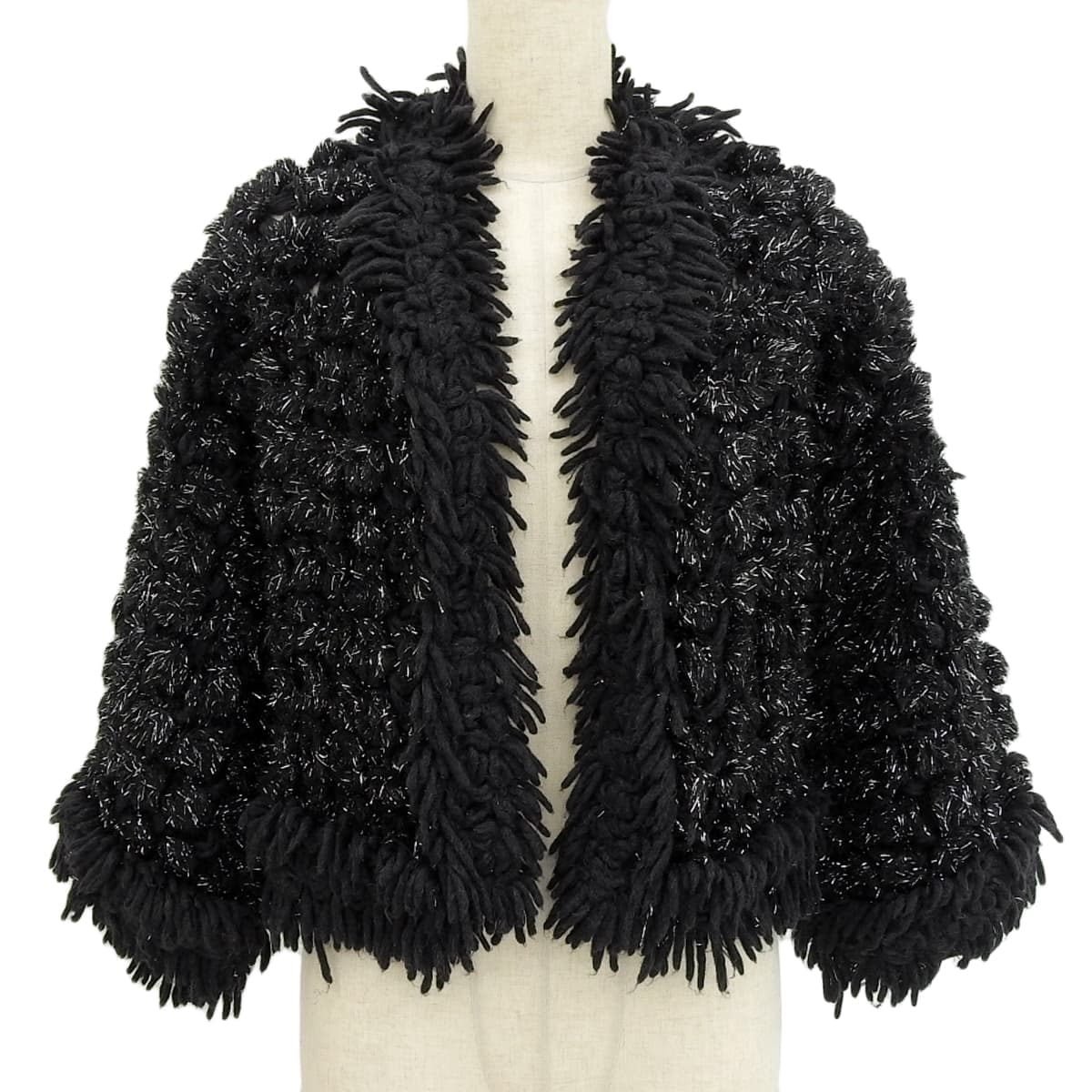 シャネル CHANEL  ココマーク ラメカーディガン アルパカ混 モヘア混 ブラック 38 レディース 09A 4692