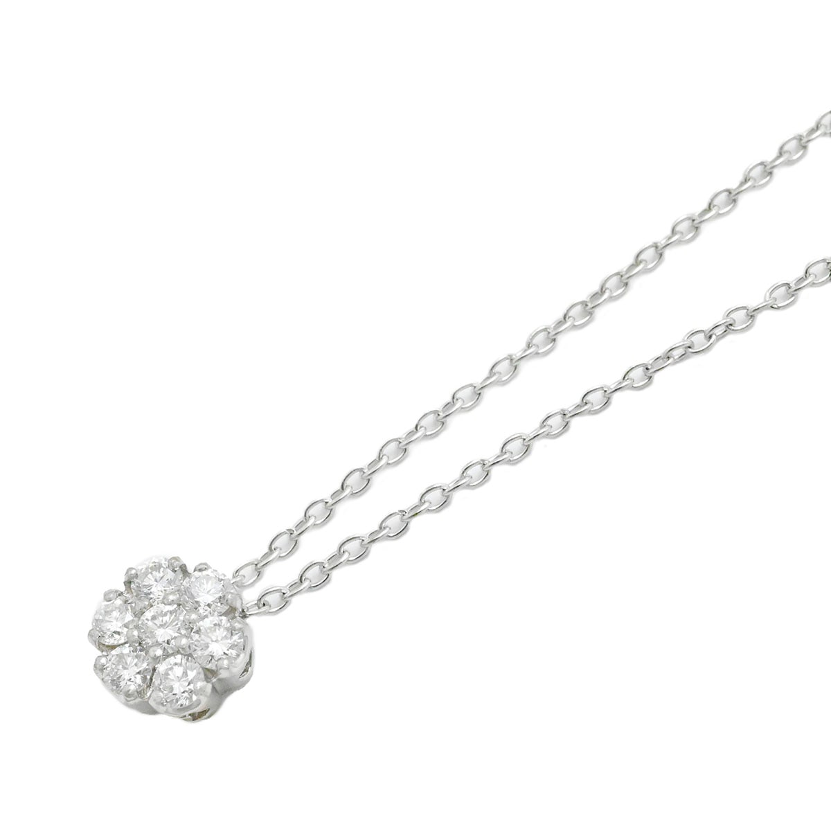ポンテヴェッキオ Ponte Vecchio P/V K18WG ホワイトゴールド ダイヤ0.25ct フラワーモチーフ ネックレス レディース  3901