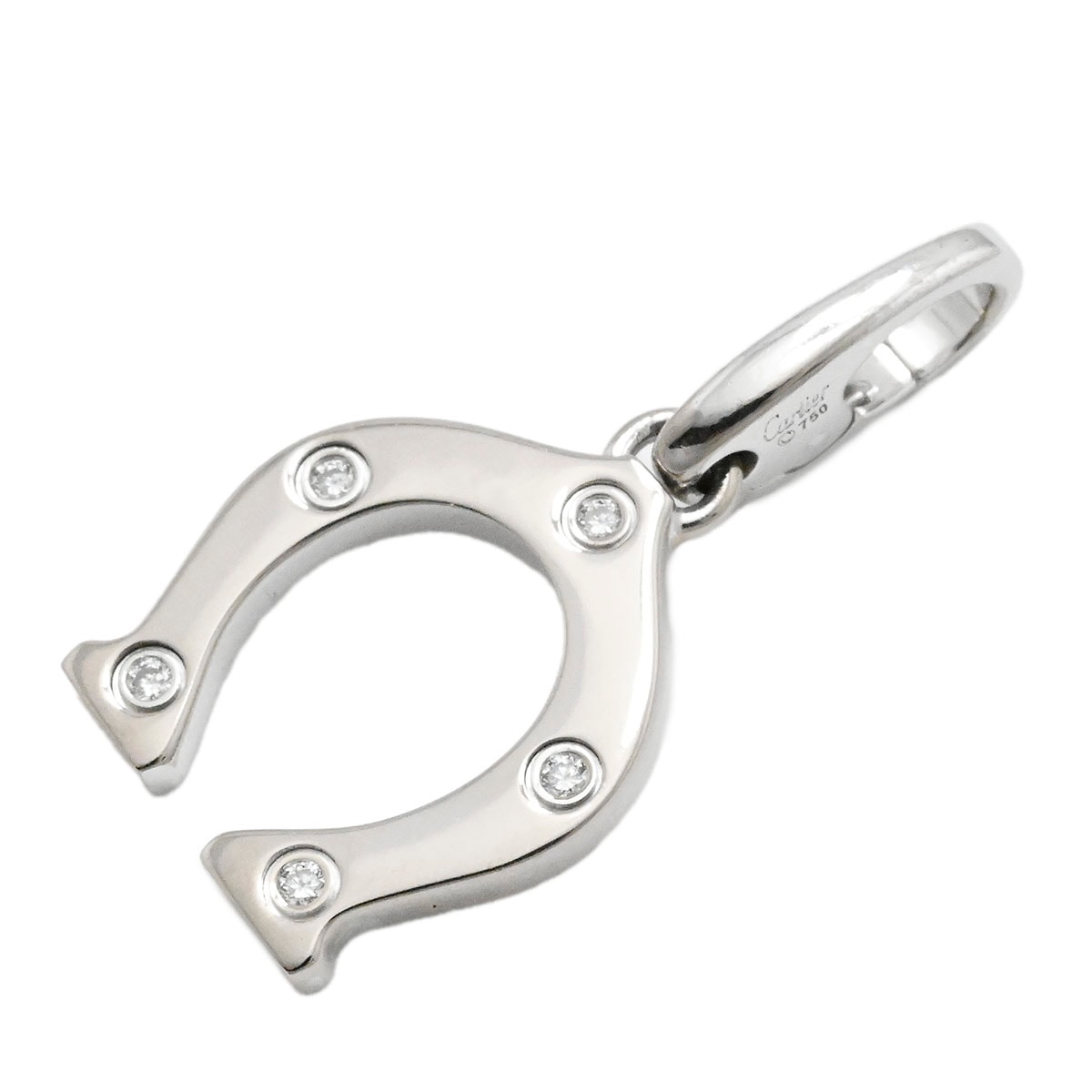 カルティエ CARTIER 750WG K18WG ホワイトゴールド 馬蹄 ホースシュー チャーム ペンダントトップ ダイヤモンド5P メンズ レディース  3914