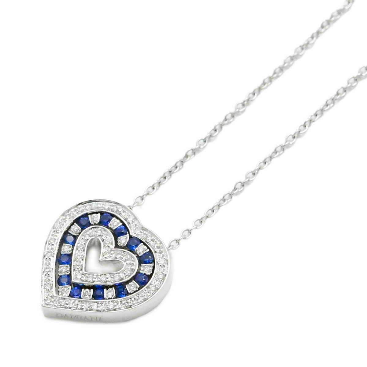 ダミアーニ DAMIANI ベルエポック 750WG K18WG ホワイトゴールド サファイア ダイヤ ハート ネックレス レディース  3915