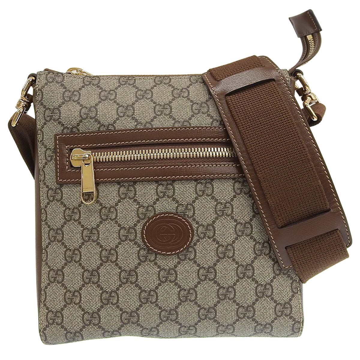 グッチ GUCCI GGスプリーム メッセンジャーバッグ ショルダーバック ななめ掛け GGスプリーム レザー ベージュ系 ブラウン レディース 4702