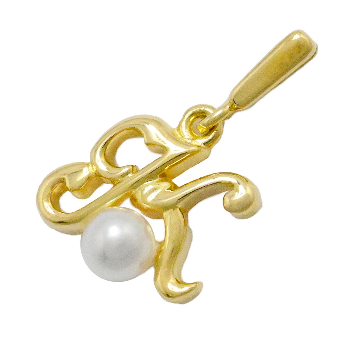 ミキモト MIKIMOTO K18YG イエローゴールド ベビーパール イニシャル ペンダントトップ チャーム レディース  3958