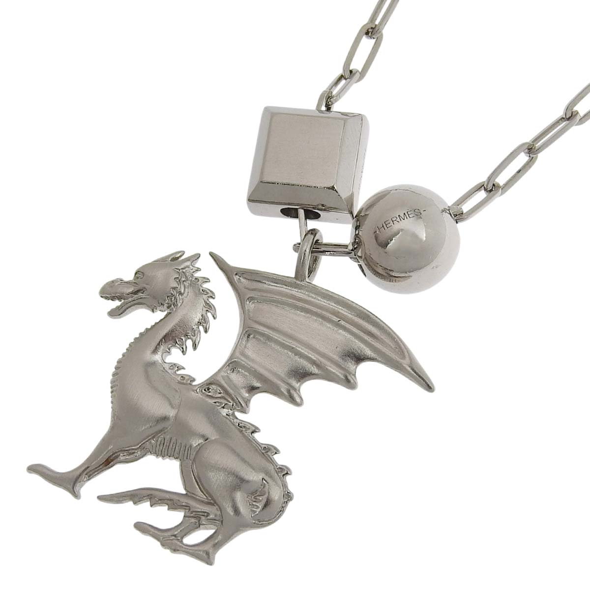 エルメス HERMES タリスマン ドラゴンモチーフ ロングネックレス パラディウムプレーテッド シルバー レディース 4710