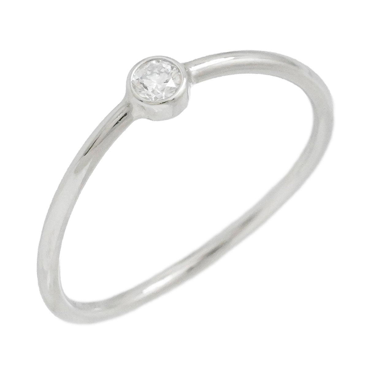 ティファニー TIFFANY & Co. PT950 プラチナ ウェーブ シングルロウ ダイヤ1P リング サイズ12号 レディース  3960