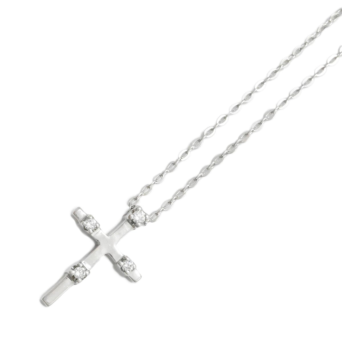 ダミアーニ DAMIANI K18WG 750WG ホワイトゴールド ミニ シンボリ ダイヤ　クロスネックレス  3964