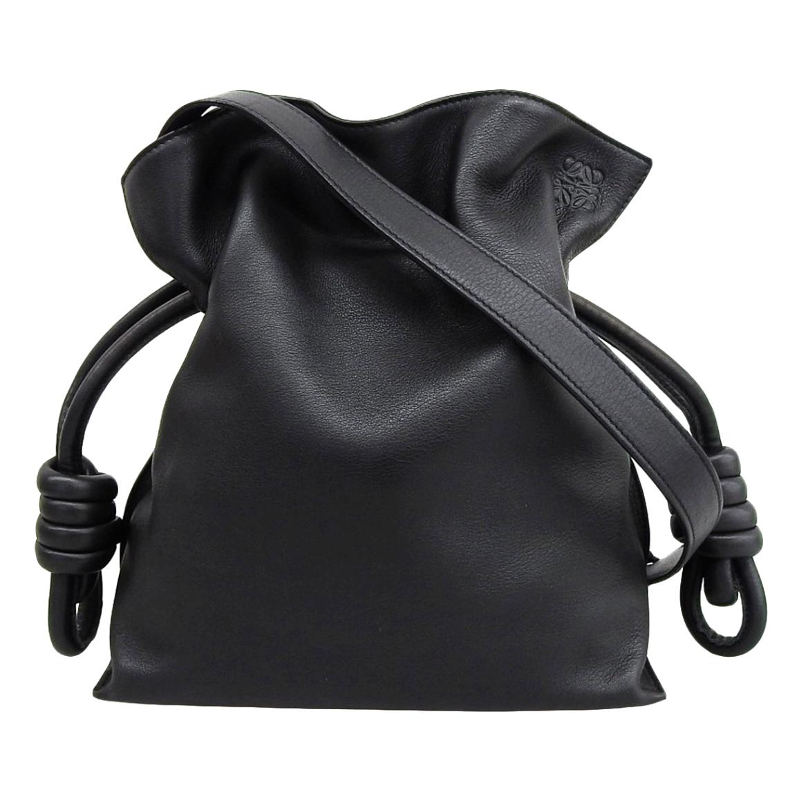 ロエベ LOEWE フラメンコ ミディアム アナグラム マグネットタイプ 2WAY ショルダーバッグ 肩掛け ななめ掛け レザー ブラック レディース 4734