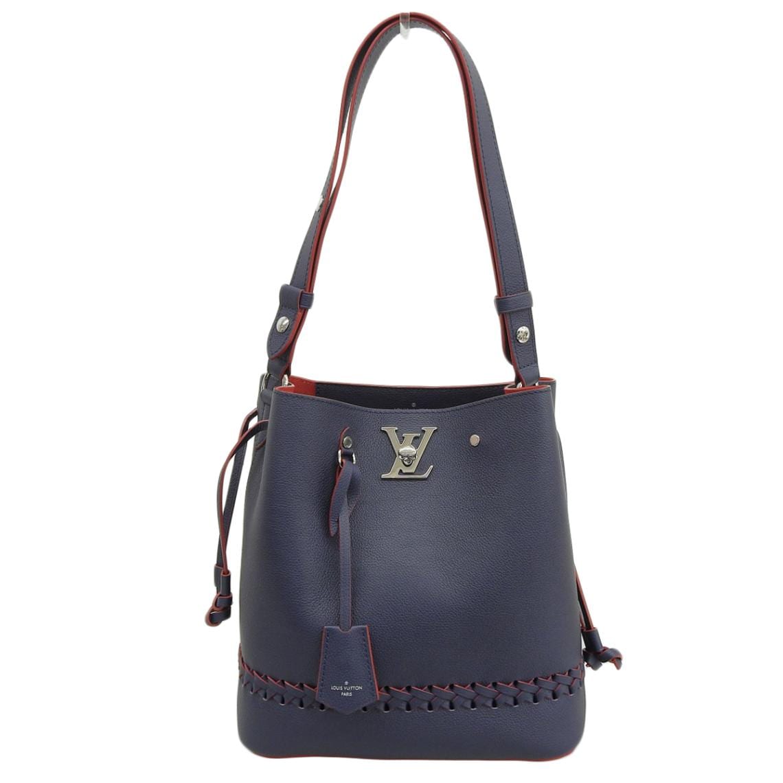 ルイヴィトン LOUIS VUITTON ロックミィ バケット 2WAYバッグ ショルダー ななめ掛け レザー 紺×赤 シルバー金具 レディース M54681 4740