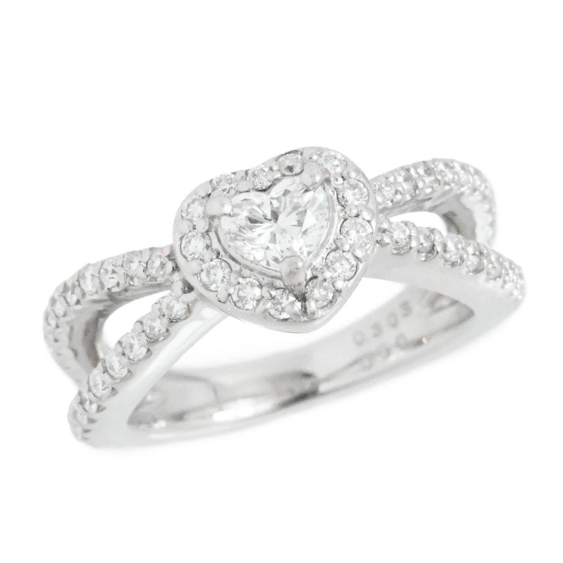 ポンテヴェッキオ Ponte Vecchio P/V K18WG ホワイトゴールド ダイヤ0.303ct 0.60ct ハートモチーフリング 10号 レディース  3984