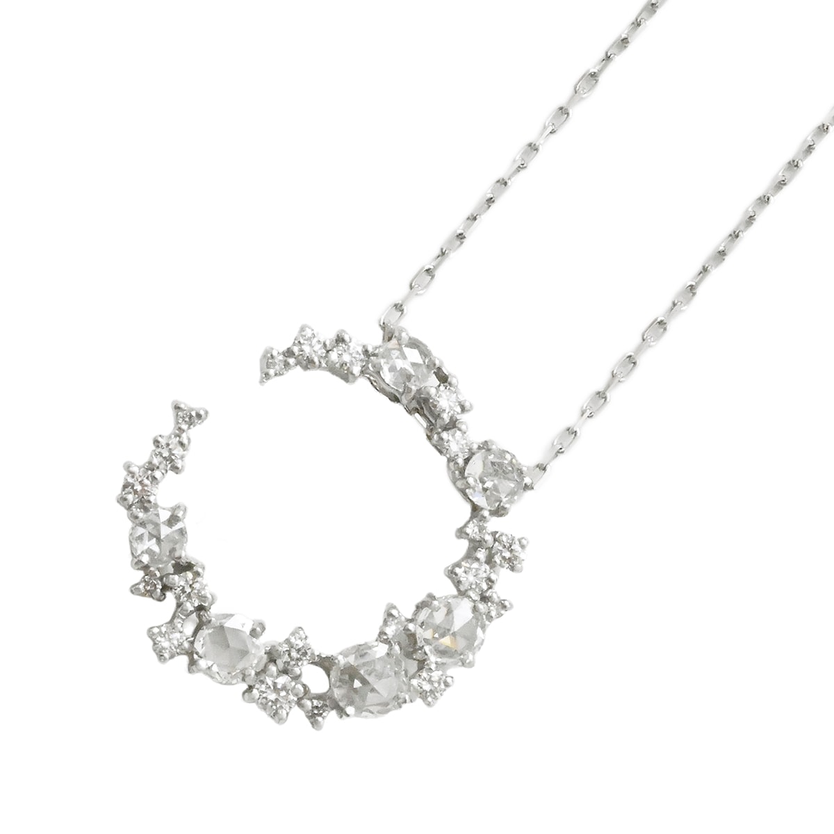 セイレーンアズール Sirena Azzurro Pt900/850 ダイヤ0.52ct 0.02ct ムーンネックレス レディース  3980