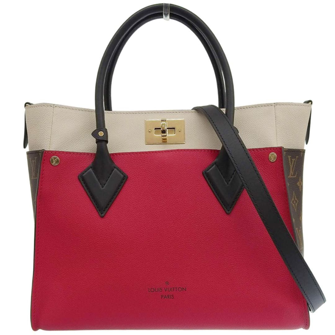 ルイヴィトン LOUIS VUITTON モノグラムオンマイサイドMM 2WAY ななめ掛け カーフレザー ルージュピラット ゴールド金具 レディース M53824 4745