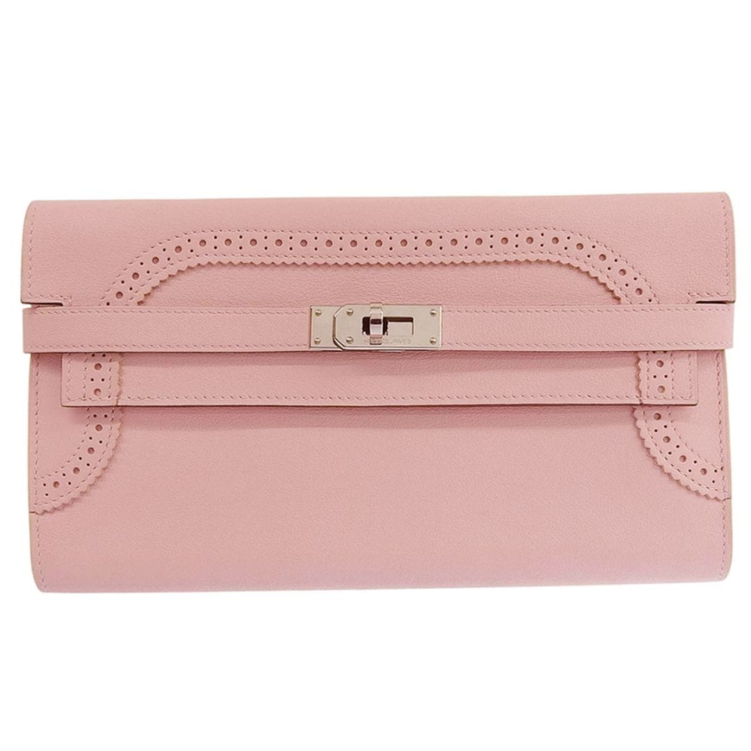 エルメス HERMES ケリーウォレット ポルテヴァリュル ロング ギリーズ 長財布 ヴォースイフト ローズサクラ レディース T刻印 4749