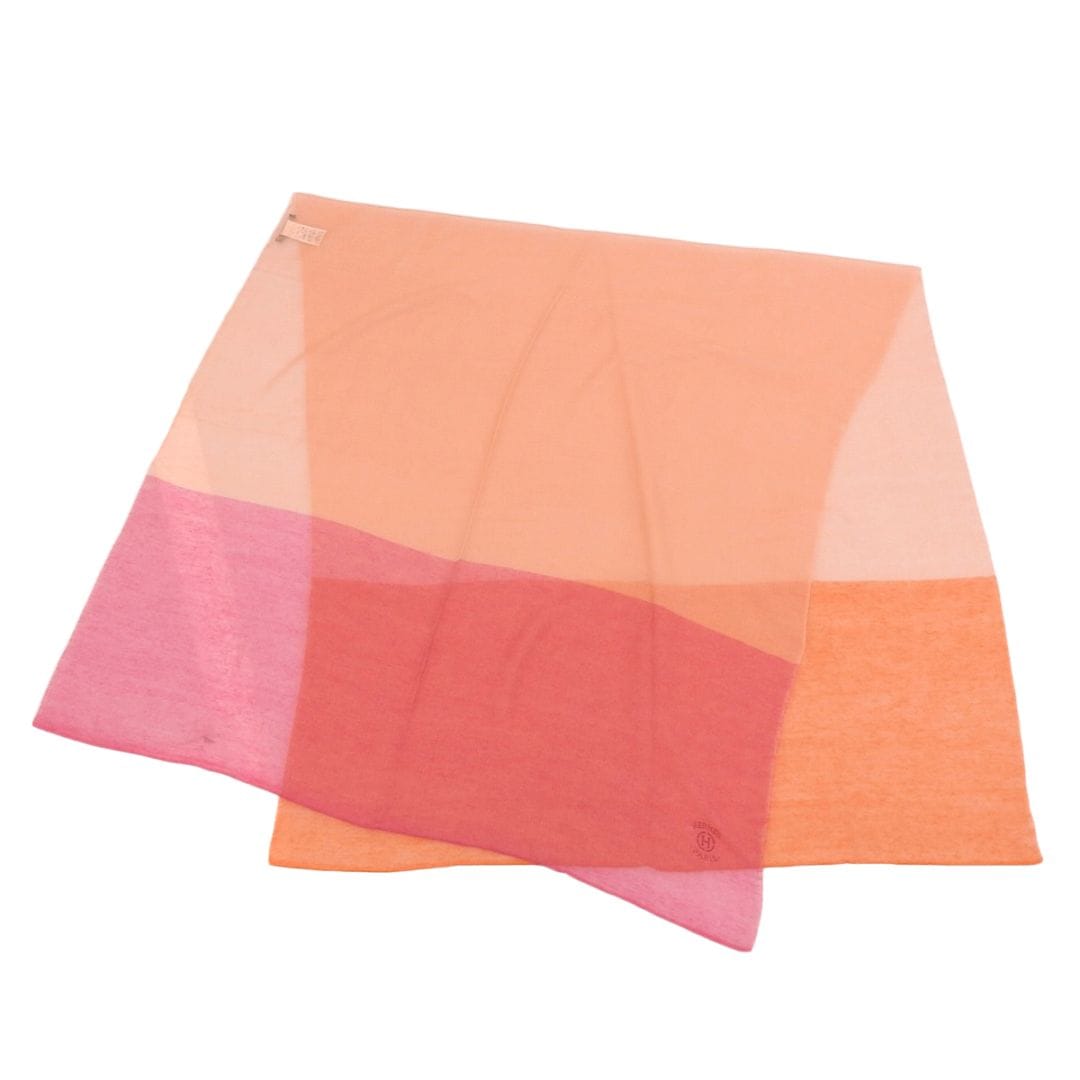 エルメス HERMES 大判 ストール 軽量素材 カシミヤ シルク ピンク×オレンジ レディース 4759