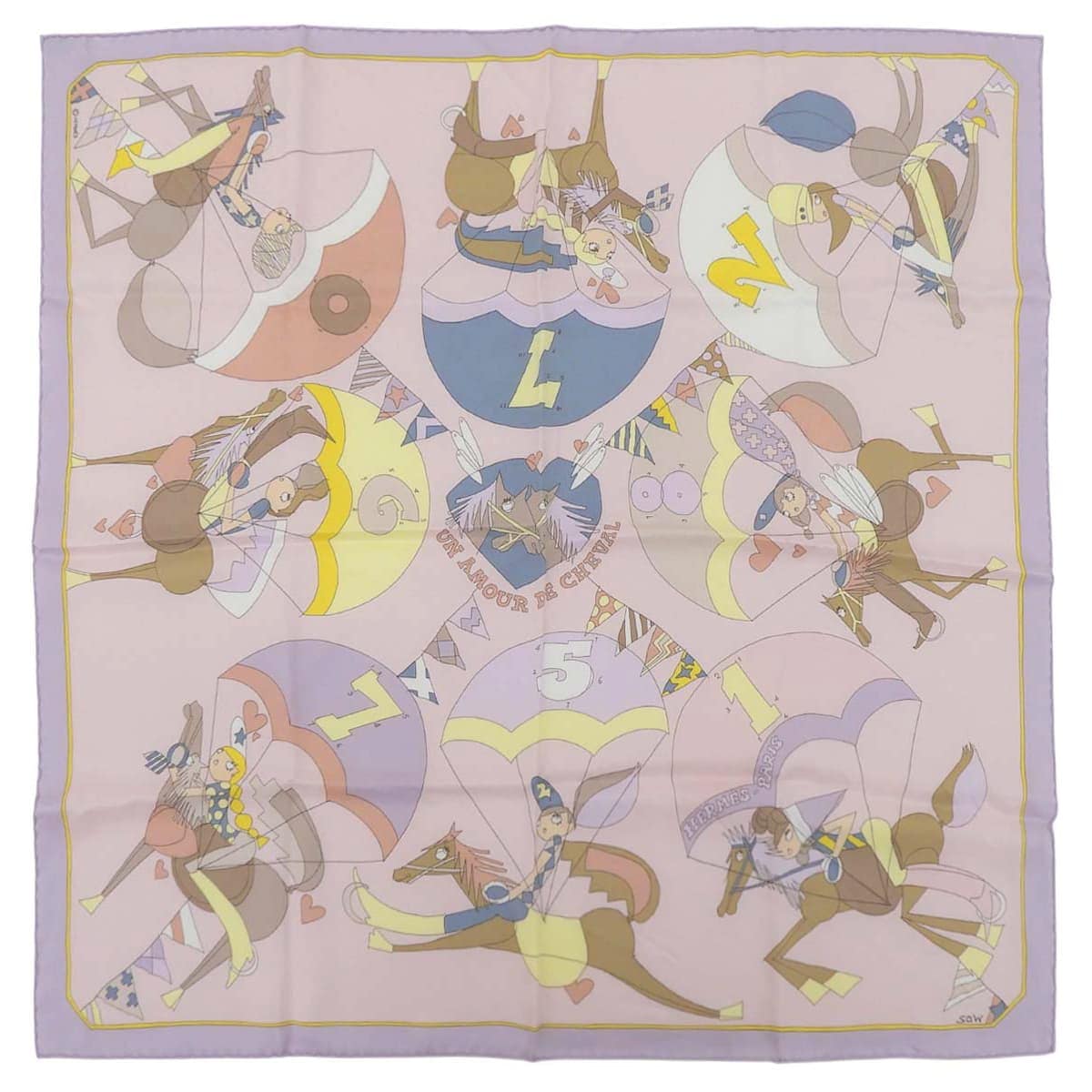 エルメス HERMES カレ70 UN AMOUR CHEVAL 馬への愛 スカーフ シルク ピンク×マルチカラー レディース 4765