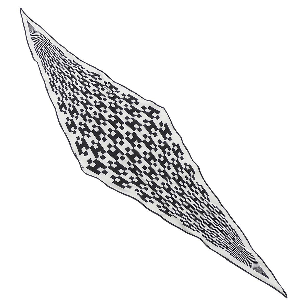 エルメス HERMES スカーフ ロサンジュ ひし形 H柄 ジャガード織り シルク ホワイト×ブラック レディース 4768