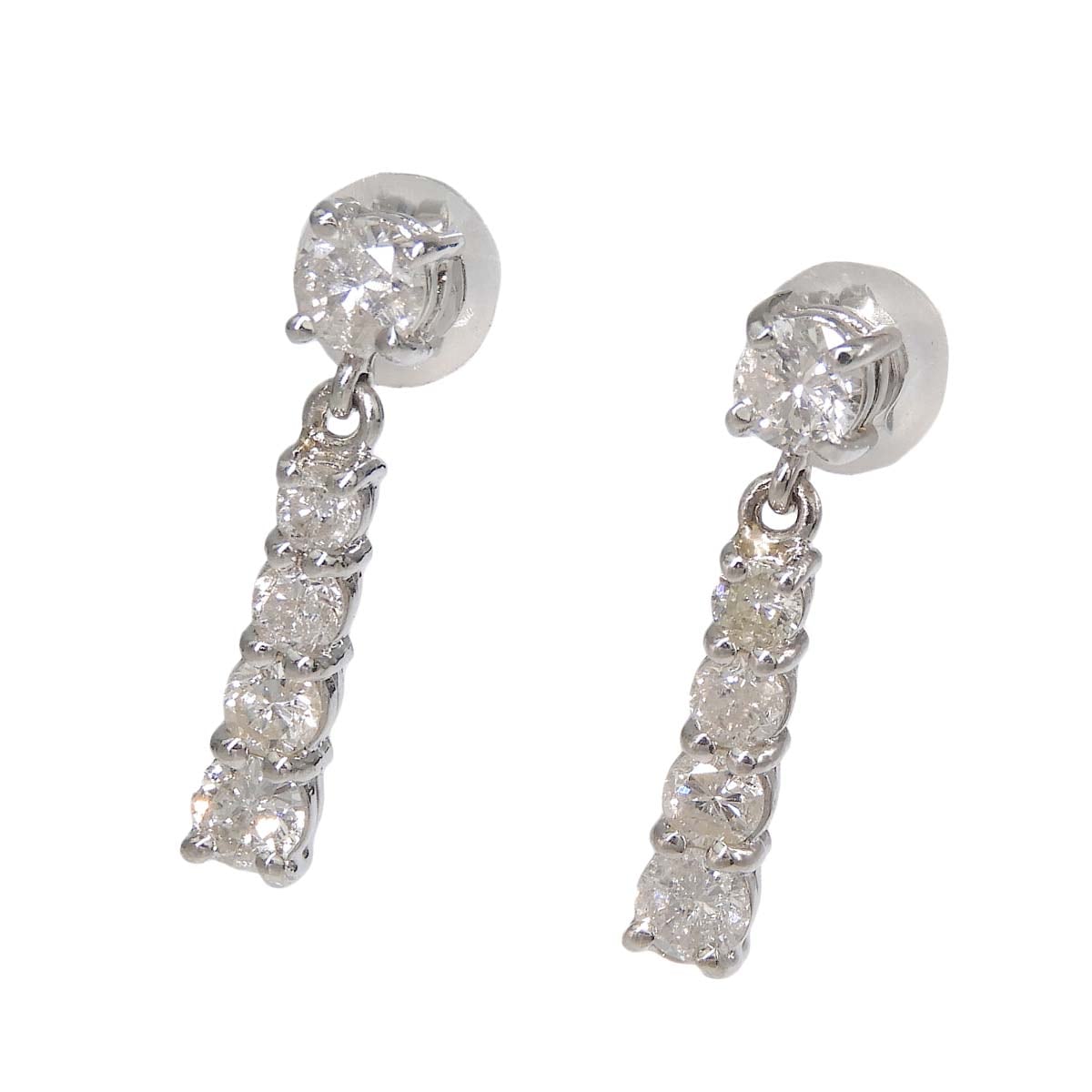 Pt900 プラチナ ダイヤモンド 0.50ct 0.50ct 4連 ピアス レディース 4776