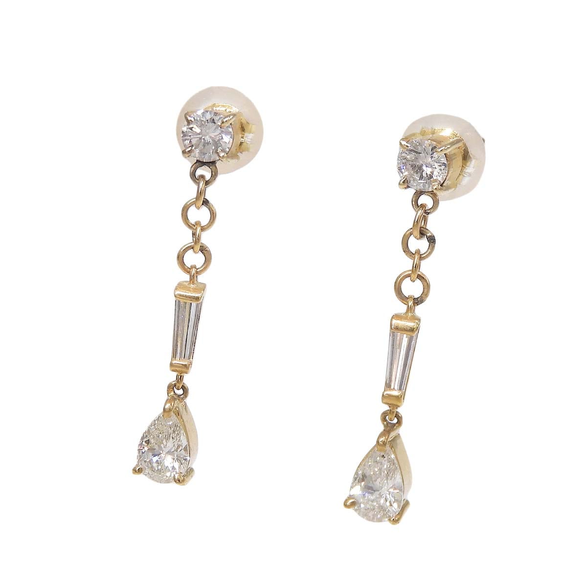 K18 ダイヤモンド 0.50ct 0.50ct 雫 揺れ ピアス レディース 4777