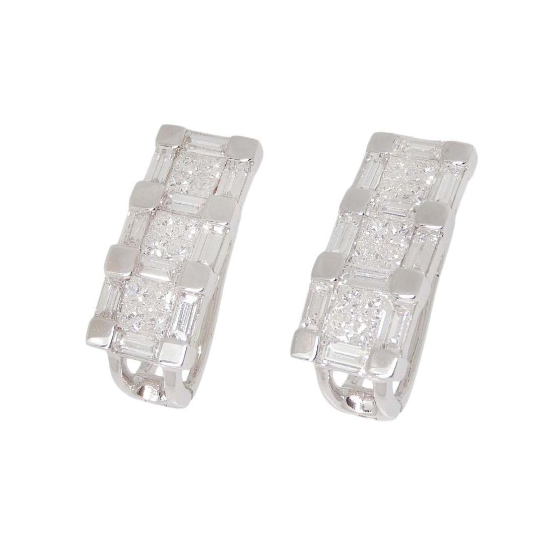 K18WG ホワイトゴールド ダイヤモンド 1.87ct 1.87ct 3連 ピアス レディース 4779