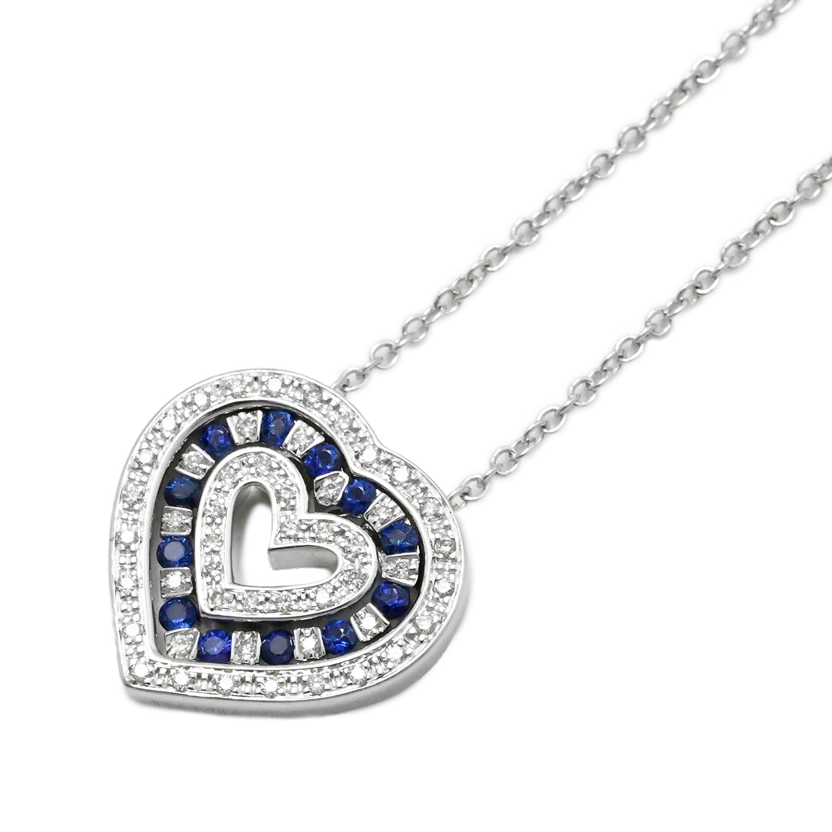 ダミアーニ DAMIANI 750WG ホワイトゴールド ベルエポック サファイア ダイヤ ハート ネックレス レディース  2012