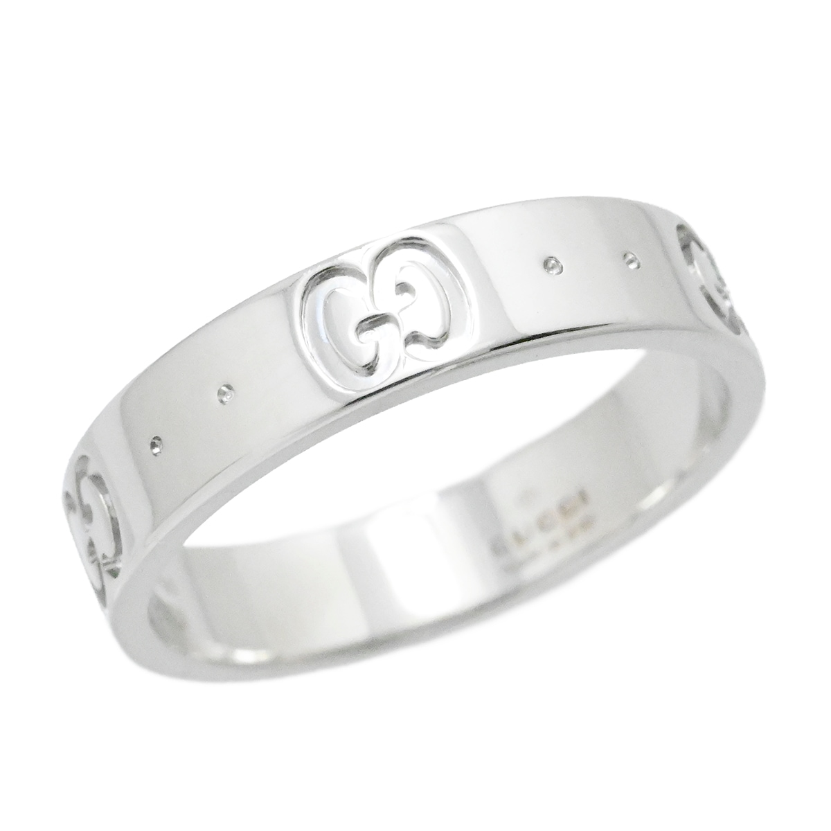 グッチ GUCCI 750WG ホワイトゴールド GG アイコンリング レディース サイズ10号  2013