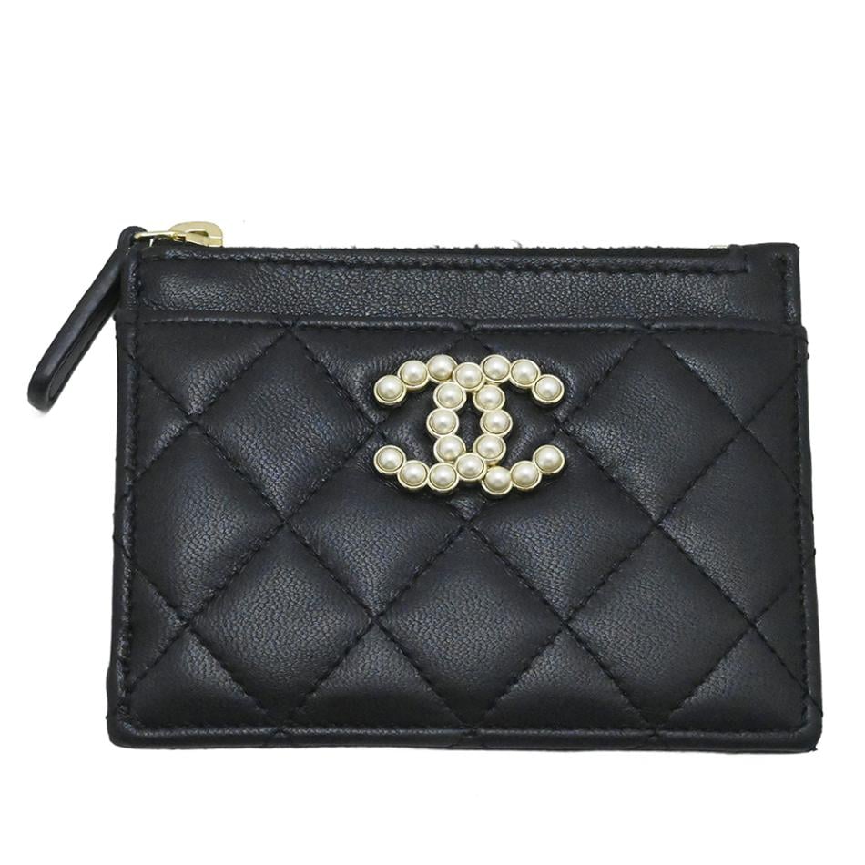 シャネル CHANEL マトラッセ ラムスキン ココマーク パール コインケース カードケース コンパクト財布 レディース  2035