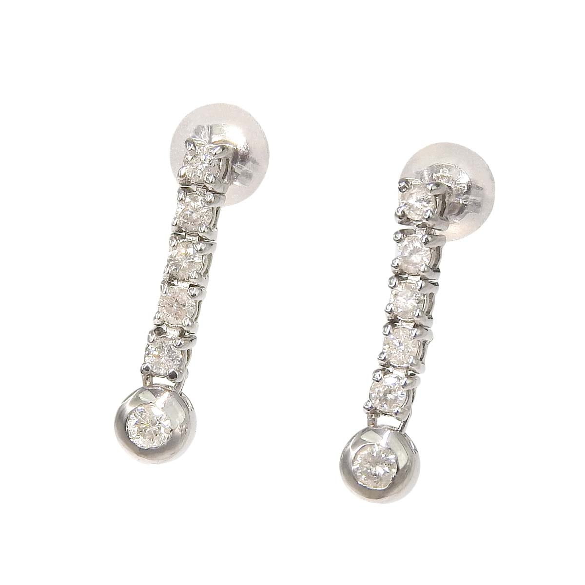 K18WG ホワイトゴールド ダイヤモンド 0.15ct 0.15ct 5連＋1粒 ピアス レディース 4798