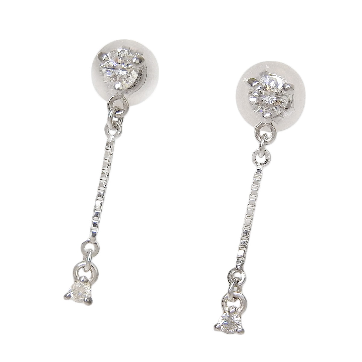 K18WG ダイヤモンド 0.15ct 0.15ct スイング ピアス レディース 揺れ 4799