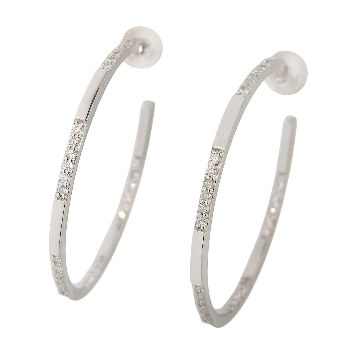 K18WG ダイヤモンド 0.25ct 0.25ct フープピアス レディース 4800