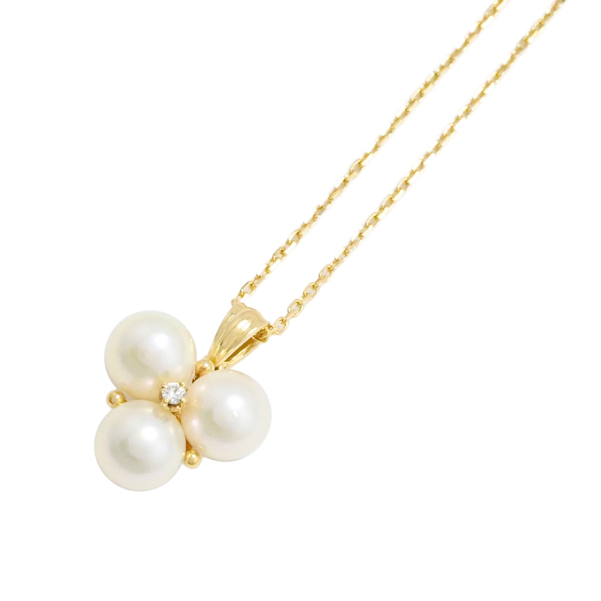 ミキモト MIKIMOTO K18YG イエローゴールド パール ダイヤ 真珠 ネックレス レディース ジュエリー  2075