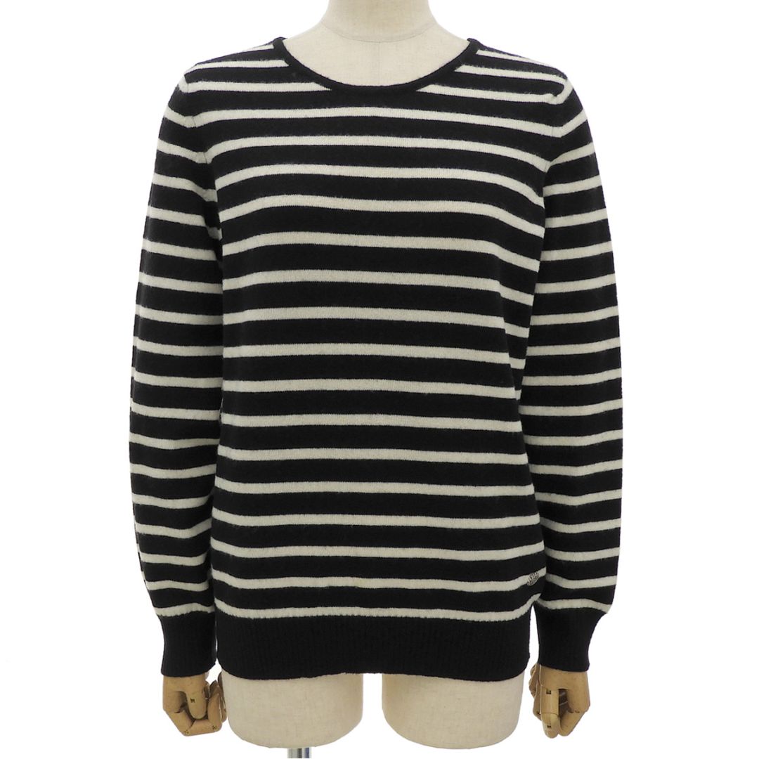 シャネル CHANEL ニット 長袖 ボーダー カシミア ブラック×ホワイト サイズ42 レディース 08A 2008年秋冬 4822
