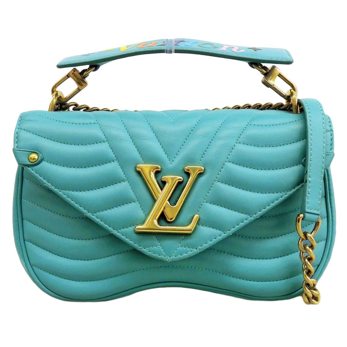 ルイヴィトン LOUIS VUITTON ニューウェーブ チェーンバッグ 2WAY ななめ掛け レザー ターコイズ ゴールド金具 レディース M51936 4824