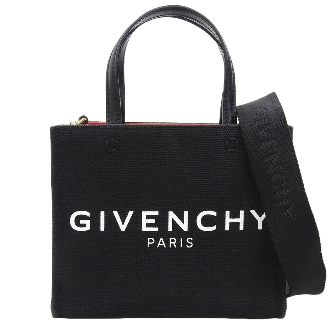 ジバンシー GIVENCHY Gトートミニ 2WAYバッグ ハンドバッグ ショルダーバッグ ななめ掛け キャンバス ブラック 内側レッド レディース 4830