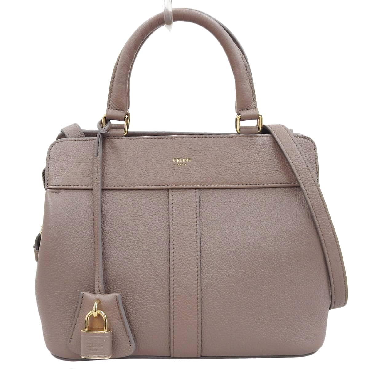 セリーヌ CELINE スモール カバドゥフランス ハンドバッグ ショルダーバッグ ななめ掛け レザー グレージュ レディース 南京錠 4834