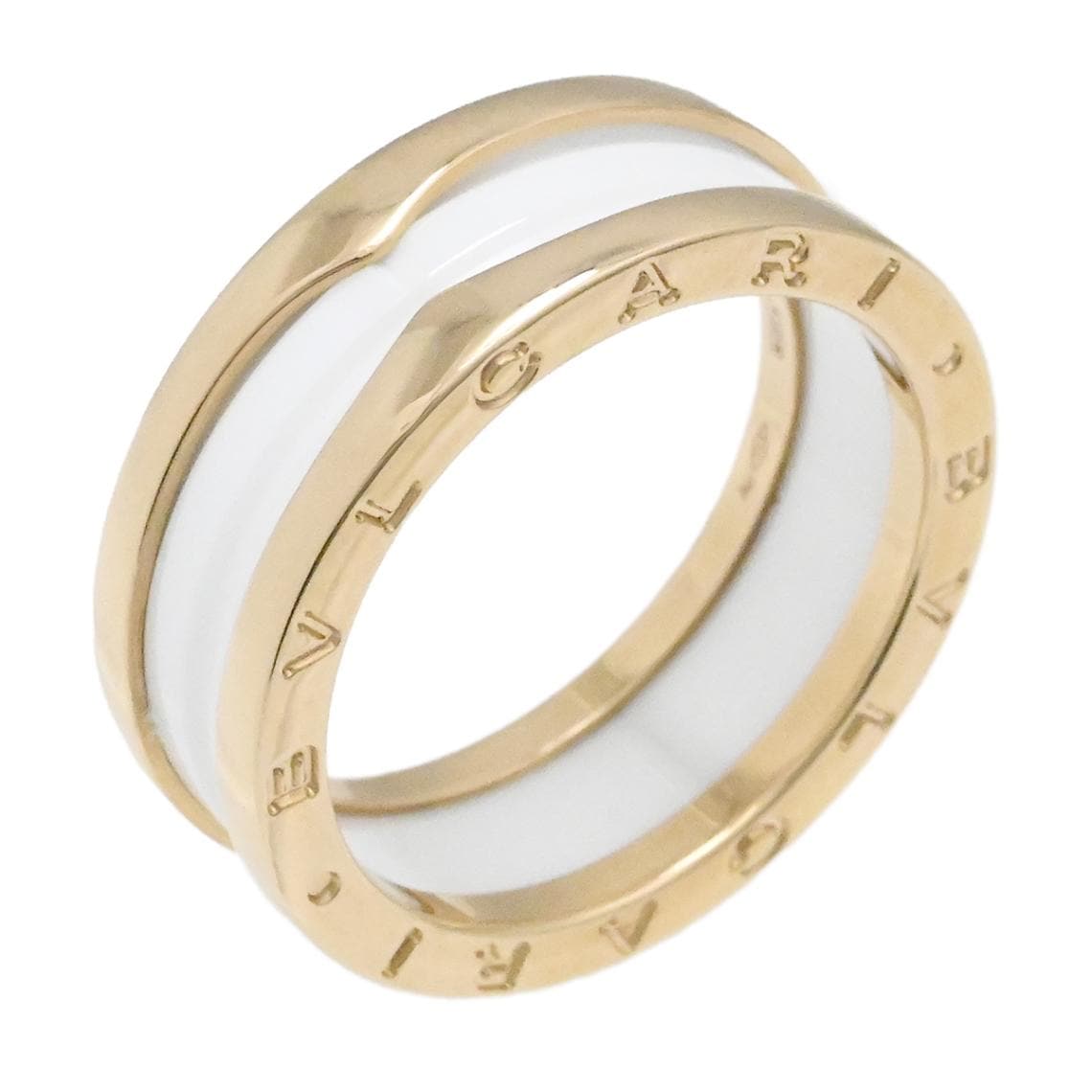 ブルガリ BVLGARI 750PG ピンクゴールド ビーゼロワン B-ZERO1 ホワイトセラミック サイズ62 指輪 リング レディース メンズ 2123