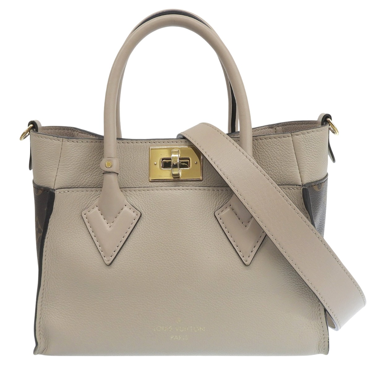 ルイヴィトン LOUIS VUITTON モノグラム オンマイサイドPM 2WAY ハンドバッグ ショルダー 斜め掛け モノグラム×レザー グレージュ M57729 4841