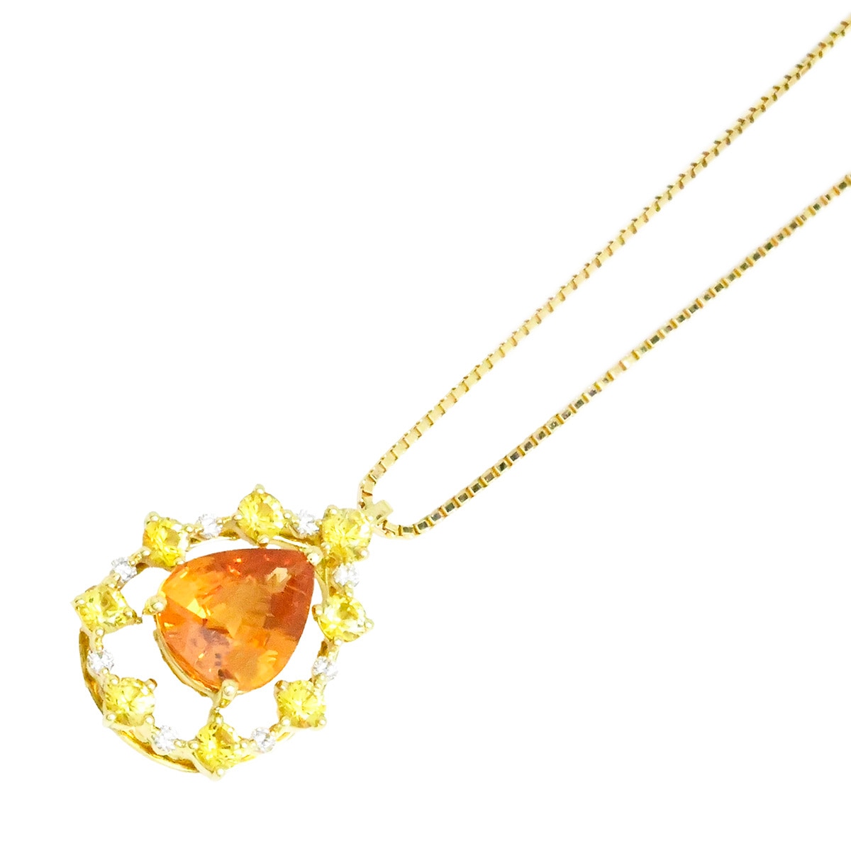 タサキ TASAKI K18YG イエローゴールド ガーネット1.73ct ダイヤ0.06ct ペアシェイプ ネックレス ペンダント レディース  2125