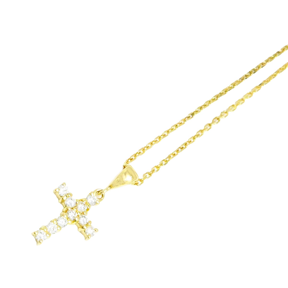 ミキモト MIKIMOTO K18YG イエローゴールド ダイヤ0.25ct クロスネックレス レディース ペンダント  2127
