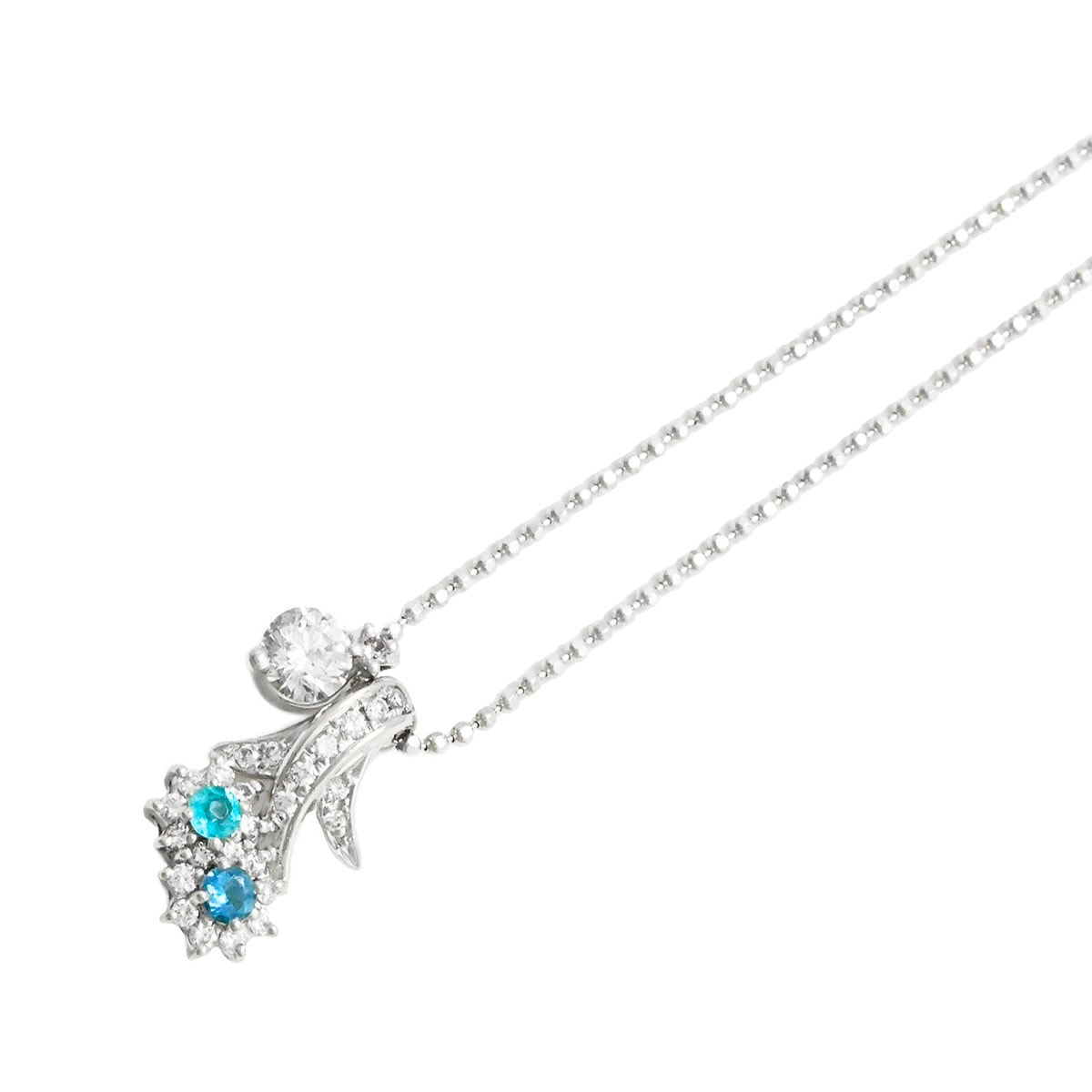 タサキ TASAKI タサキ PT900/800 ダイヤ0.20ct 0.31ct トルマリン ネックレス レディース  2129