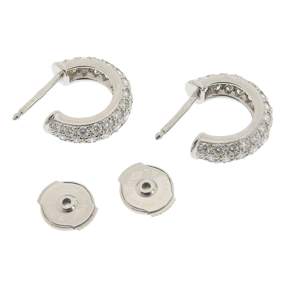 カルティエ CARTIER PT950 プラチナ ダイアモンド フープピアス アクセサリー レディース  4186