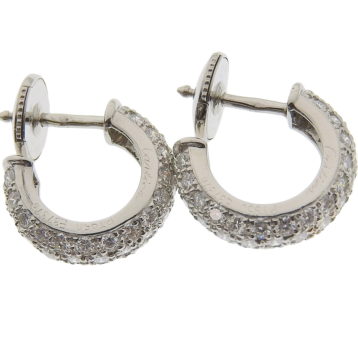 カルティエ CARTIER PT950 プラチナ ダイアモンド フープピアス アクセサリー レディース  4186