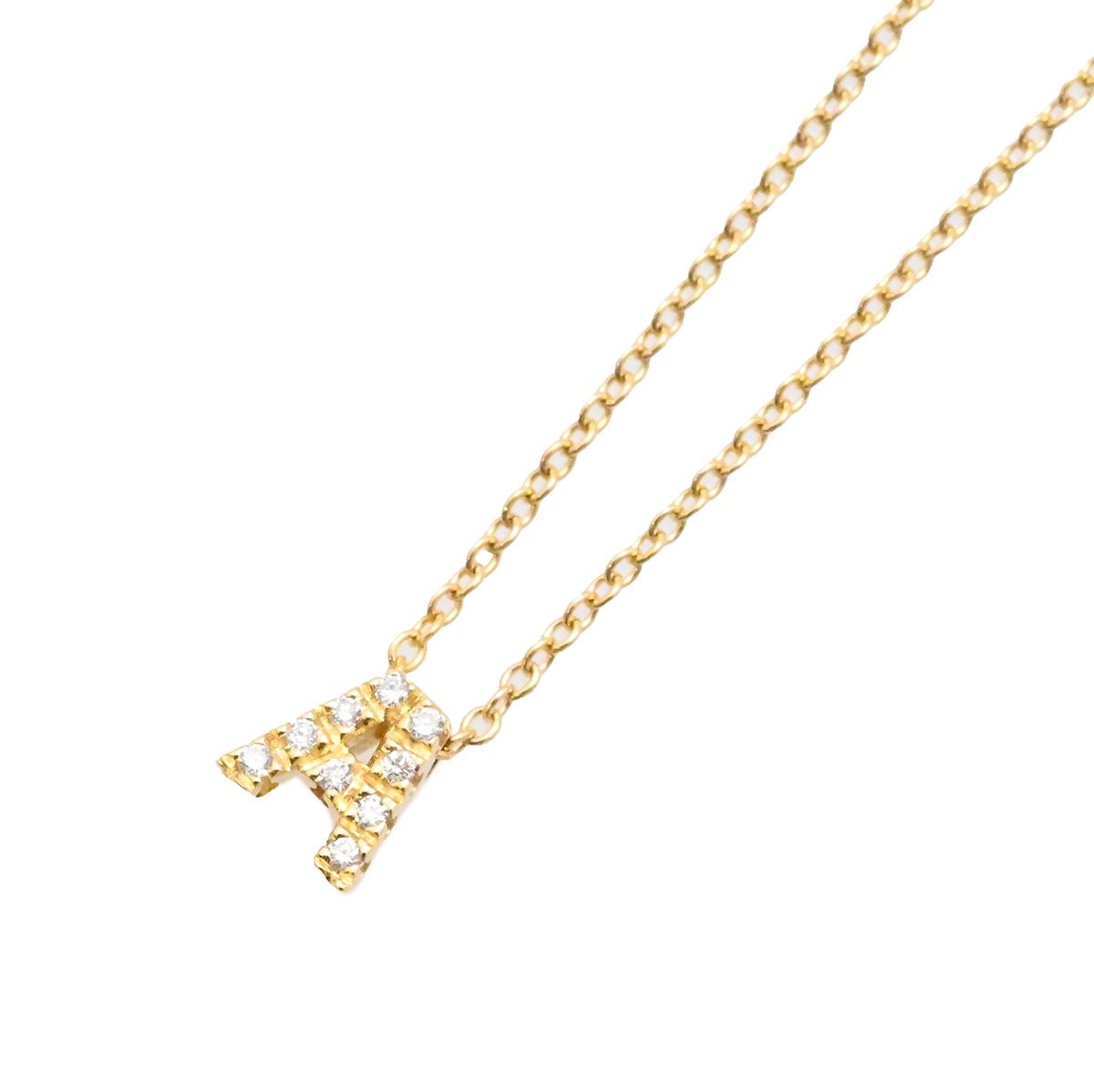 ポンテヴェキオ PONTE VECCHIO K18ＹG イエローゴールド イニシャルA アルファベット ダイヤ0.05ct ネックレス レディース  3592