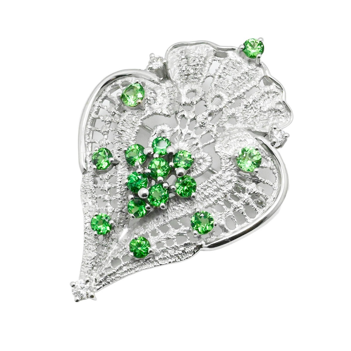 ジュネ Jeunet K18ＷG 1.66ct ホワイトゴールド ガーネット ブローチ ペンダントトップ レディース  3757