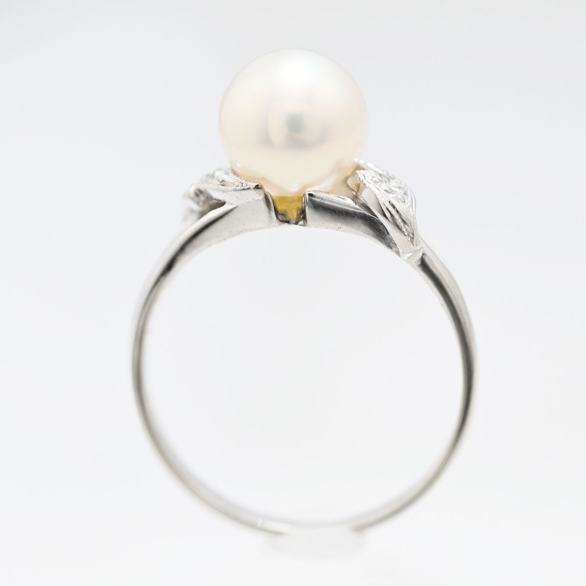 ミキモト MIKIMOTO K14WG ホワイトゴールド パール ダイヤ リング 13号